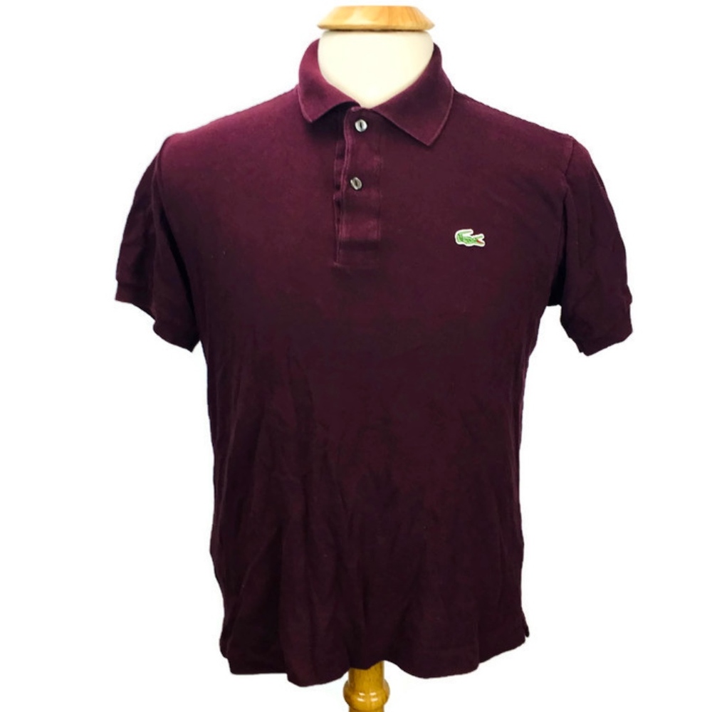 Lacoste Short Sleeve Solid Maroon Polo Golf Shirt